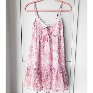 Hollister pink paisley floral babydoll dress